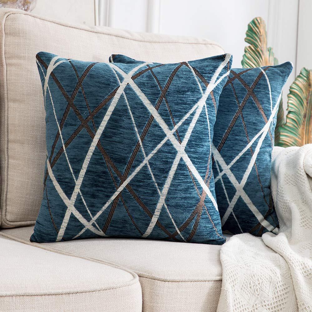 3056 Pack of 2 Decorative Throw Pillow Covers Woven Textured Chenille Cozy